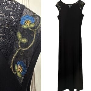 Carole Little Vtg Black Maxi Dress M